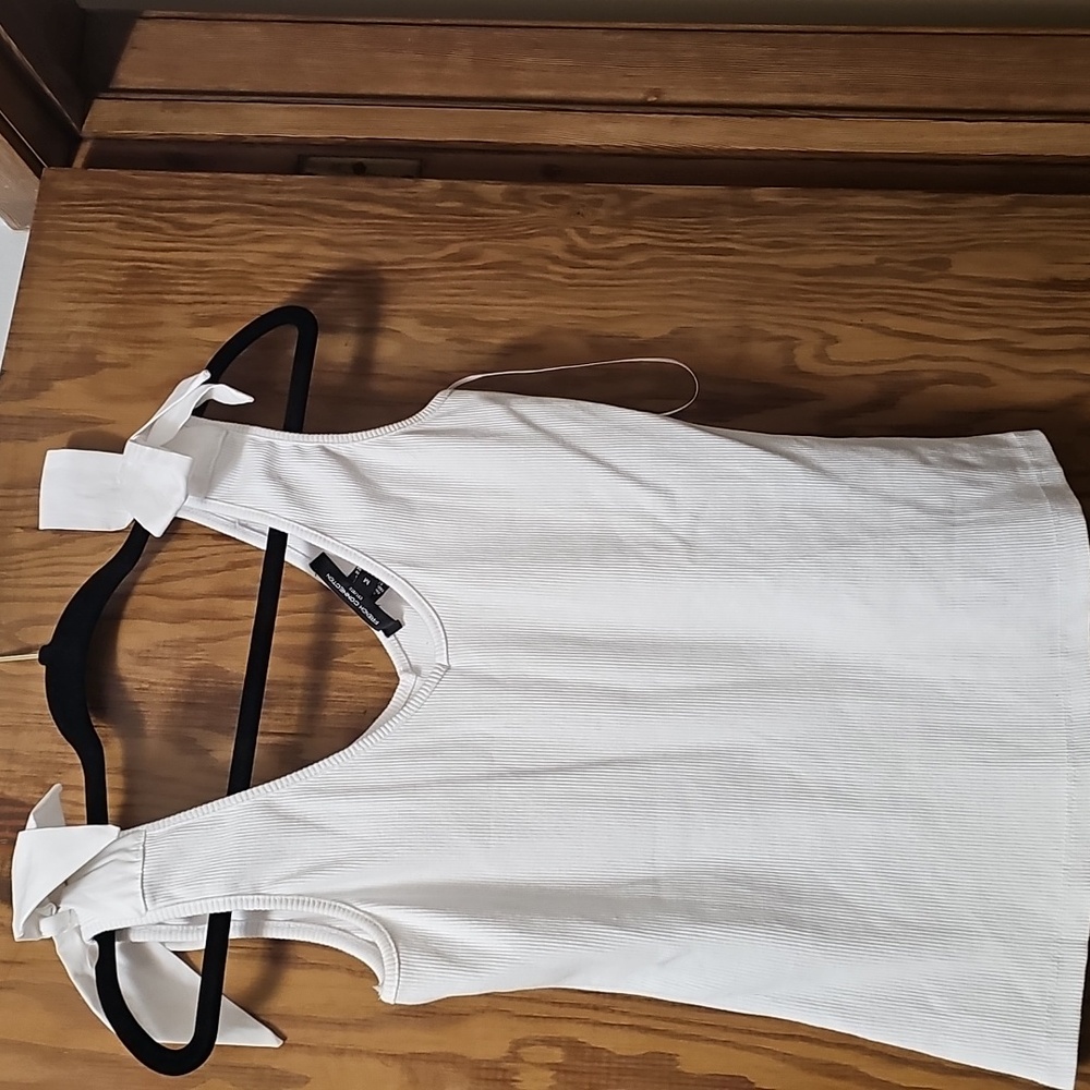 White Sleeveless Top with Bow Straps